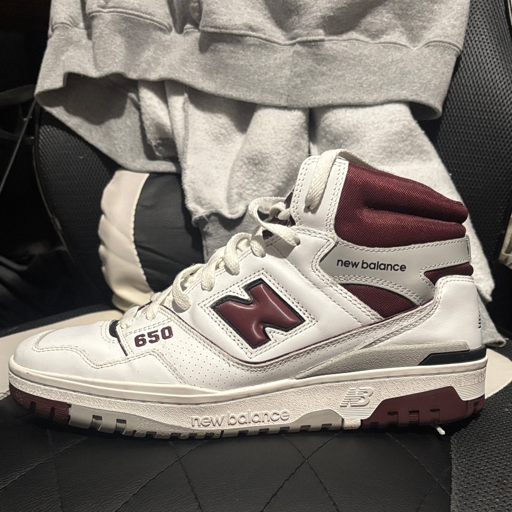 New Balance Men's White and Maroon High-Top Sneakers